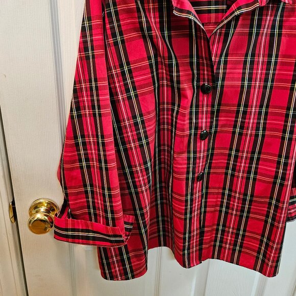 Women's Plus Size 24W - Red/Black Button Down Top - Picture 4 of 6